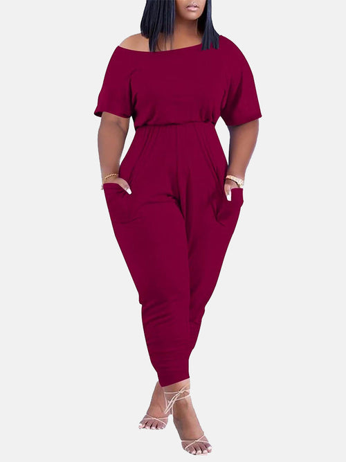 Off Shoulder Pocket Jumpsuit