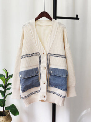 Denim Pocket Button Cardigan