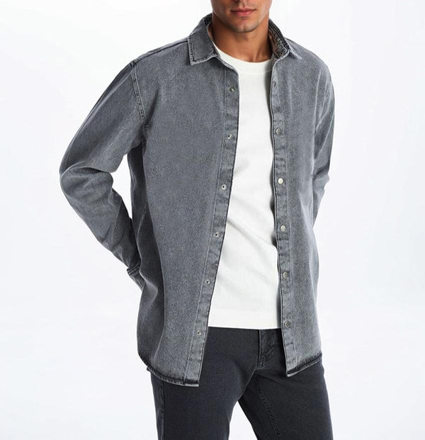 Men's Fit Long Sleeve Jean Shirt