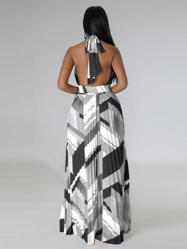 Halter Pleated Maxi Dress