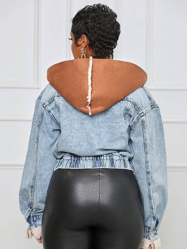 Hoodie Denim Faux Fur Jacket