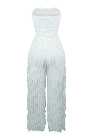 Strapless Sheer Ruffle Jumpsuit