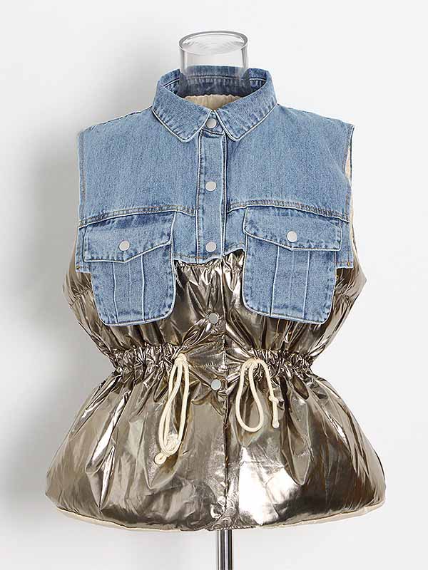 Denim Puff Vest Jacket