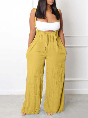 Sleeveless Wide Leg Overalls