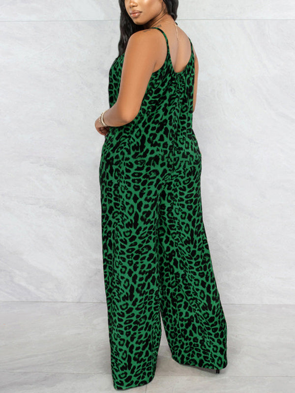 Leopard Spaghetti Strap Jumpsuit