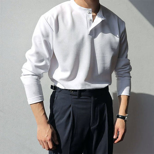 Gentlemans simple design knitting long sleeve polo shirt