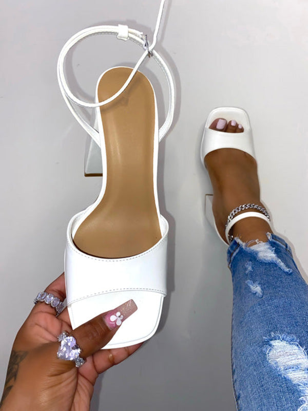 Leather Chunky Heel Sandals