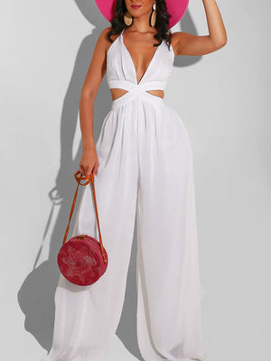 Straps V-Neck Cut Out Jumpsuit