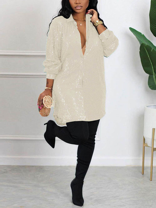 Sequin Shirt Mini Dress