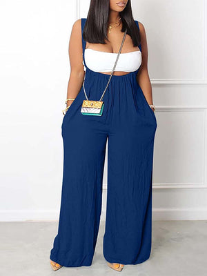 Sleeveless Wide Leg Overalls