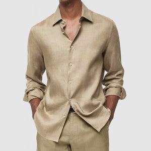 Gentleman's Casual Luxury Touch Cotton Linen Shirt