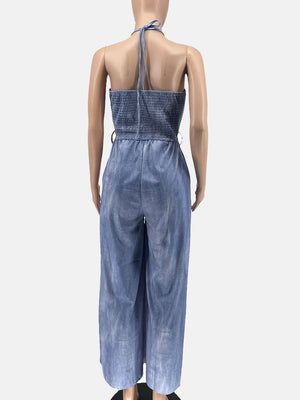 Halter Sleeveless Wide Leg Jumpsuit