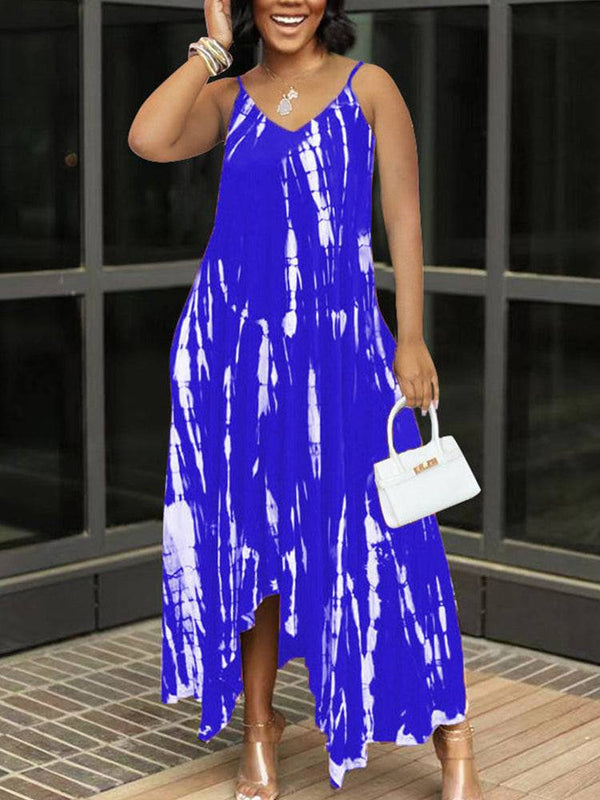 Tie Dye Sleeveless Irregular Dress