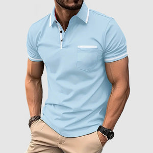 Men's Casual Cotton Colorblock Polo Shirt