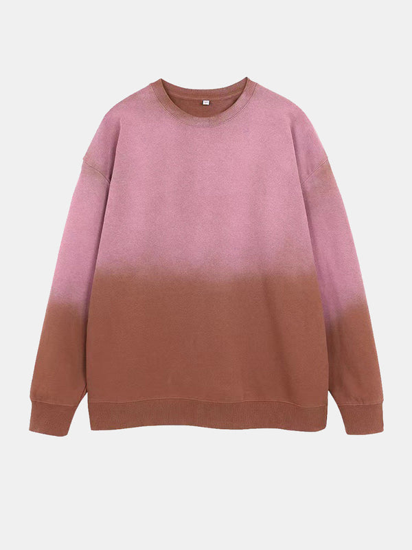 Men's Washed Gradient Long-sleeved Round Neck Sweatshirt