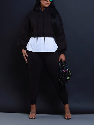 Layered Hooded Jogger Set