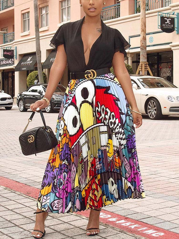 Cartoon Pleated Skirt