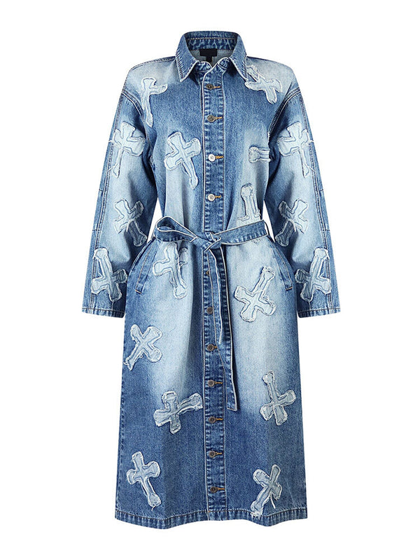 Cross Denim Trench Coat