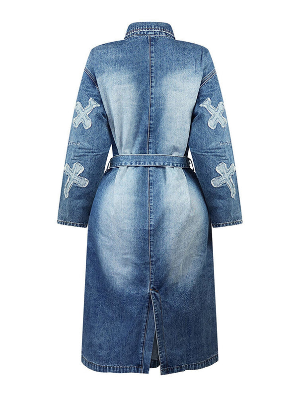 Cross Denim Trench Coat