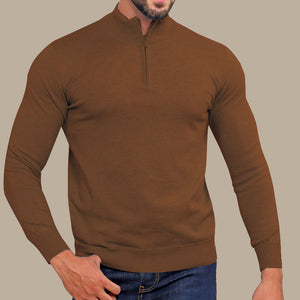 Men's Half-Zip Cotton Sweater