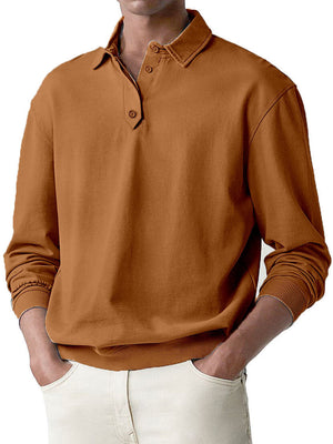 Men's Soild Color Polo Shirt Long Sleeve