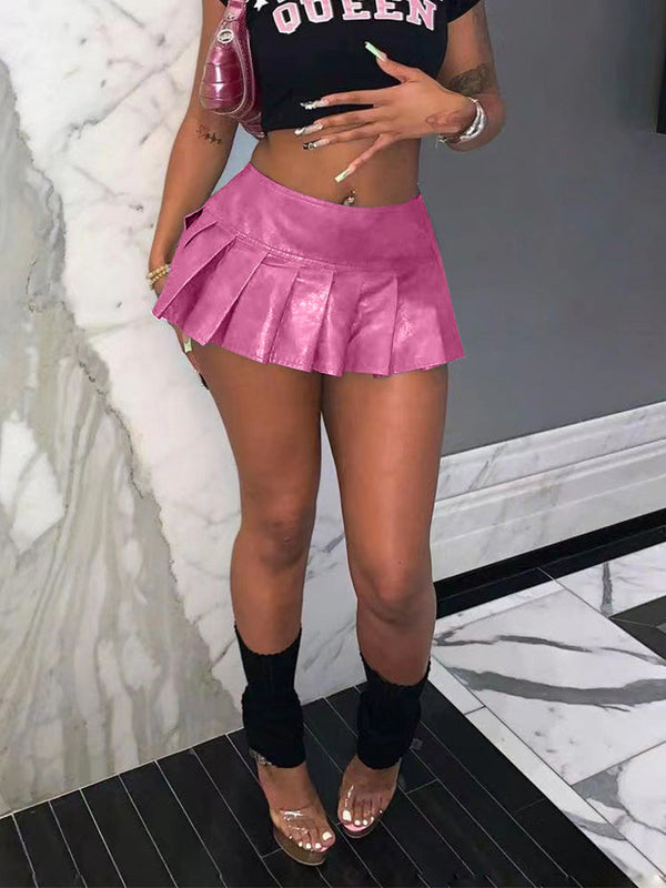 Leather Pleated Mini Skirt