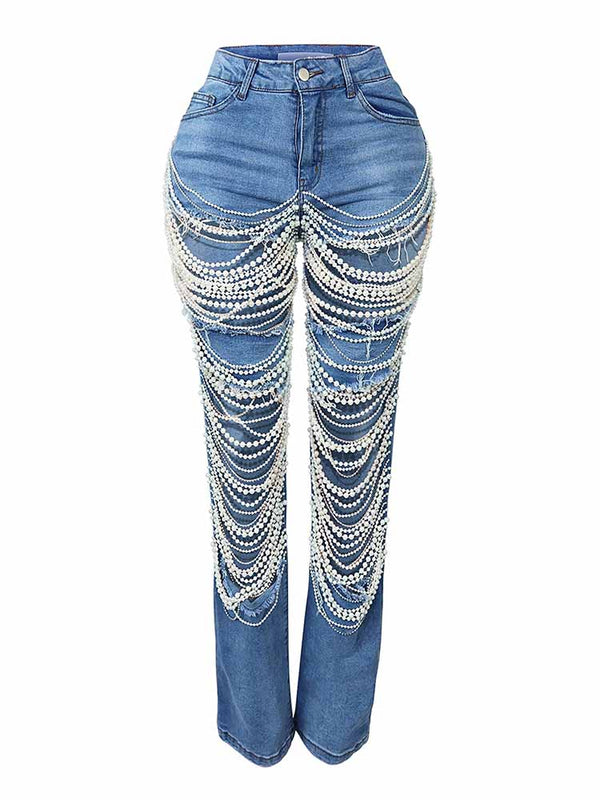 Pearl Rhinestone Denim Jacket & Jeans