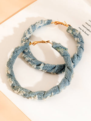 Denim Hoop Earrings