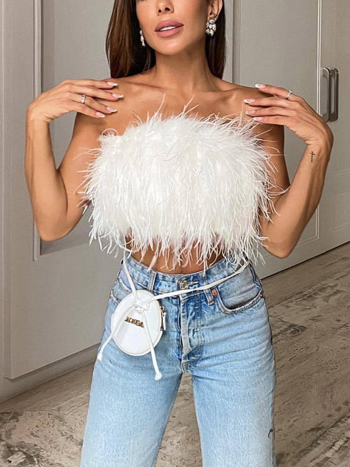 Feather Crop Top