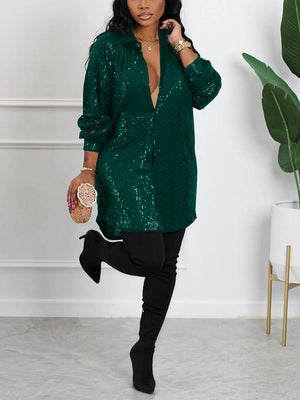 Sequin Shirt Mini Dress