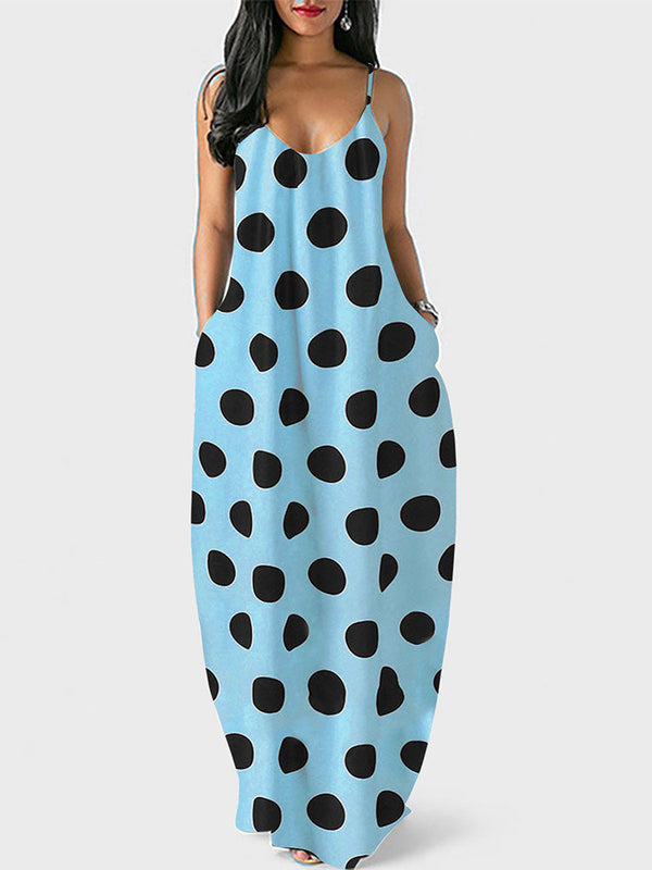 Polka Dot Print Spaghetti Strap Dress