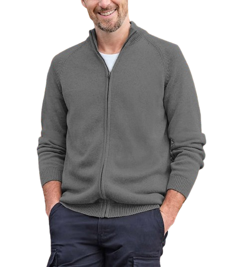 Men's Basic Cotton Zip Sweater