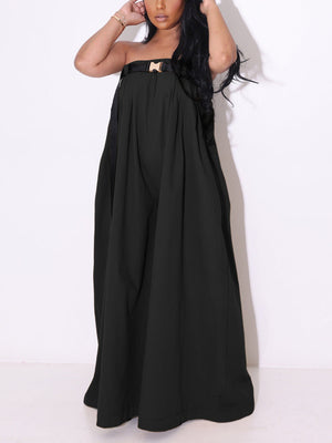 Strapless Loose Jumpsuit With Belt