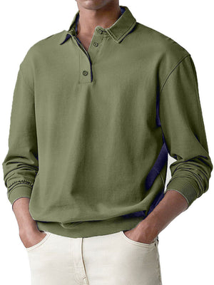 Men's Retro Long Sleeve Lapel Polo Shirt