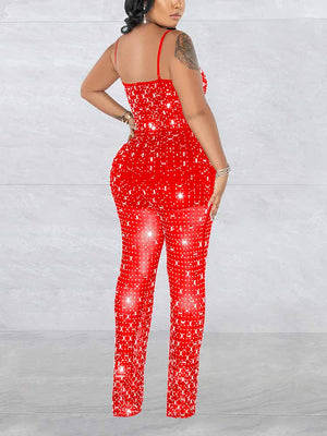 Rhinestone Mesh Jumpsuit