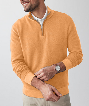 Gentleman's Twill Stretch Half-Zip Sweater