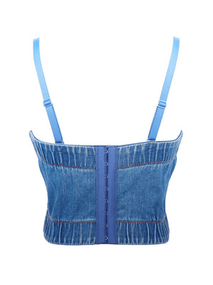 Rhinestone Denim Corset Top