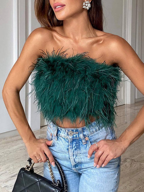 Feather Crop Top