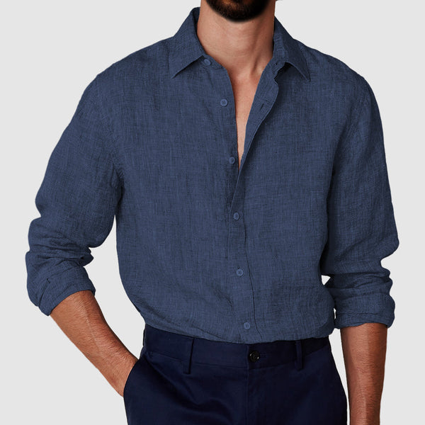 Men's cotton and linen anti-wrinkle shirt