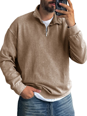 Men's Basic Zip Stand Up Sweatshirt