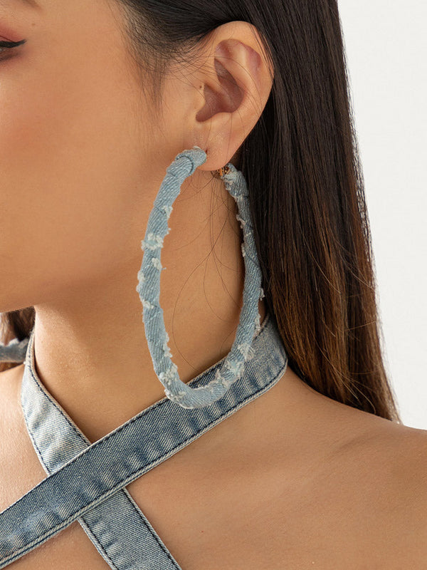 Denim Hoop Earrings