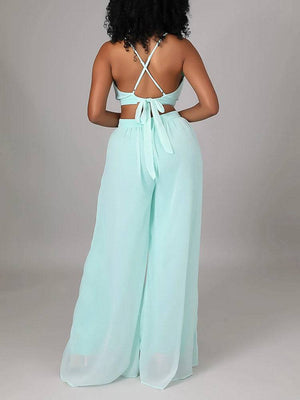 Straps V-Neck Cut Out Jumpsuit