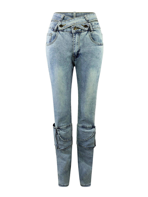 Cutout Waist Denim Jeans