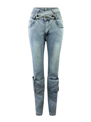 Cutout Waist Denim Jeans