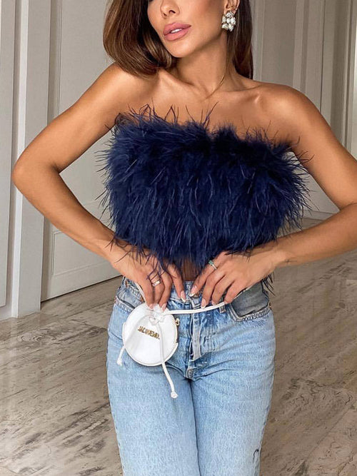 Feather Crop Top