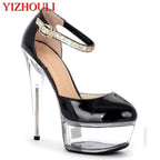 YM & Dancer S601 15cm nude stiletto heels, crystal summer stage performance, 6in princess pole dance banquet dance shoes