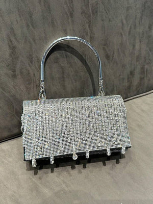 Rhinestone Fringe Clutch