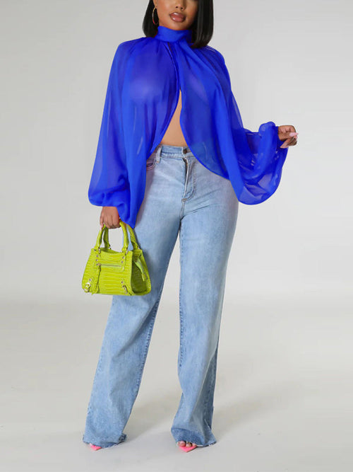 Chiffon Slit Asymmetric Top