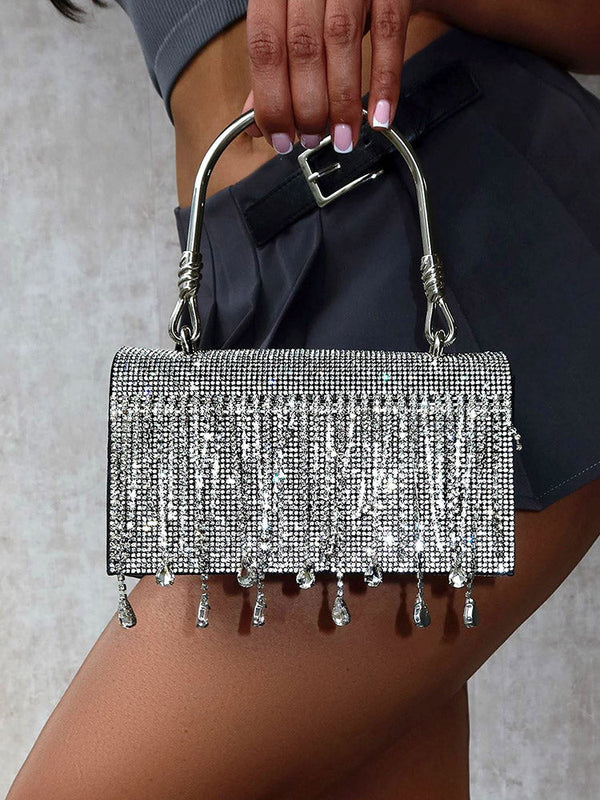 Rhinestone Fringe Clutch