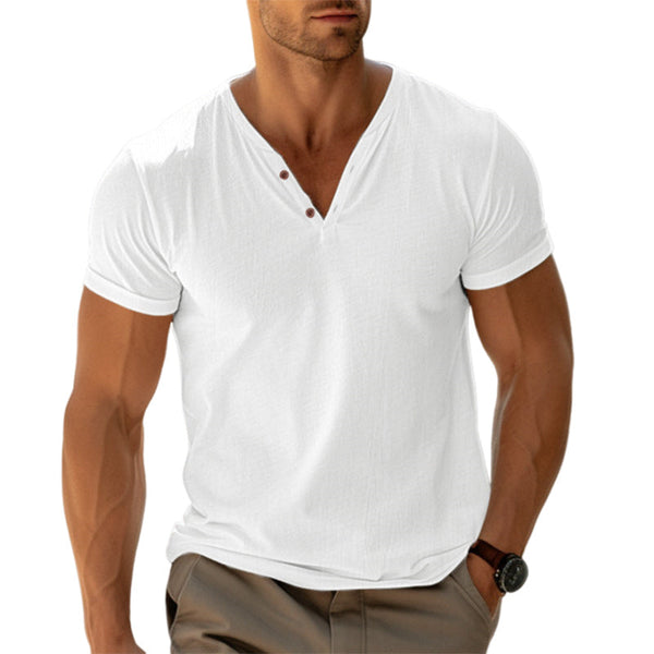 Mens Summer Casual Beach Solid Color T Shirt